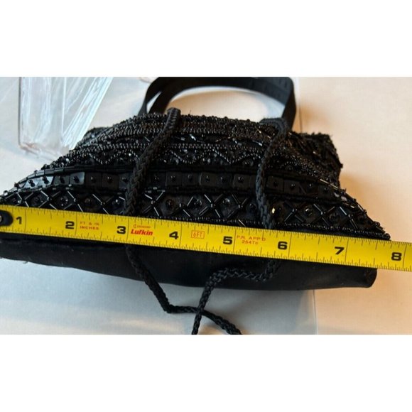 Women's Unbranded Small Purse Beaded Front Satiny Material Back Cloth Strap - Picture 5 of 7